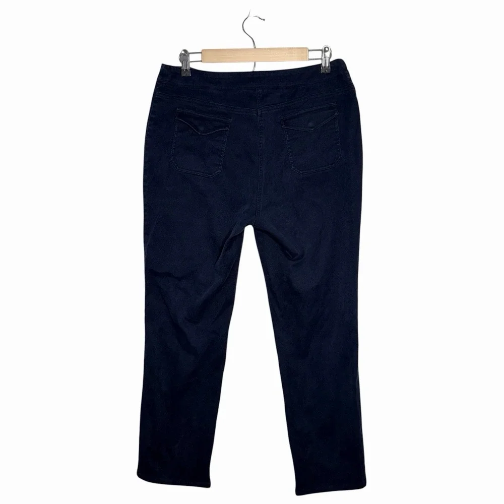 Lauren‎ Ralph Lauren Petite Navy Blue Pants Silver Twist Front Straight Leg 12P